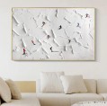 Skier on Snowy Mountain Sport White Snow Skiing by Palette Knife wall art minimalism